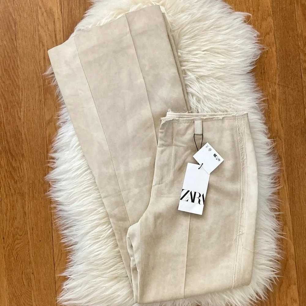 Zara Ltd Ed Special Wash Low-Rise Full-Length 100% Viscose Flare Trousers